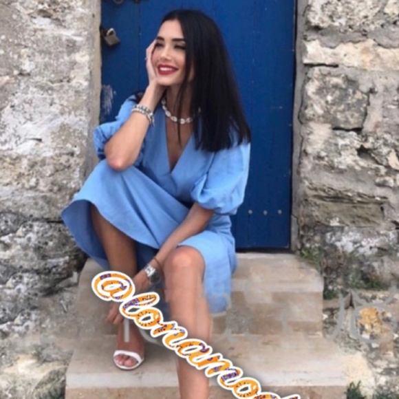 💧Zara Sky Blue Voluminous Rustic Dress NWT💧 - Picture 1 of 15
